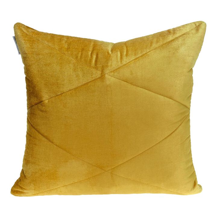 20" Yellow Transitional Quilted Throw Pillow