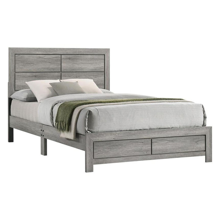 Robin King Size Bed, Platform Base, Driftwood, 8 Support Legs - Benzara