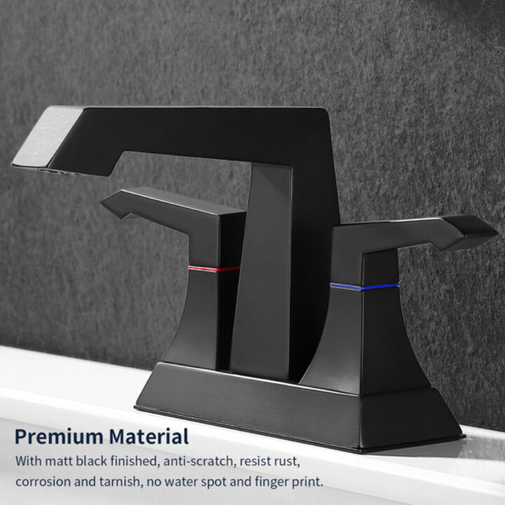 Heavy-Duty 2-Handle Bathroom Faucet, Modern Deck-Mounted Sink Faucet with Drain & Supply Lines