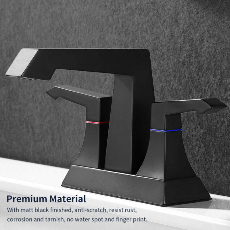 Heavy-Duty 2-Handle Bathroom Faucet, Modern Deck-Mounted Sink Faucet with Drain & Supply Lines