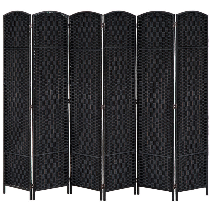 HOMCOM 6 Weave Panel Room Divider Privacy Folding Screen Diamond Decor Black