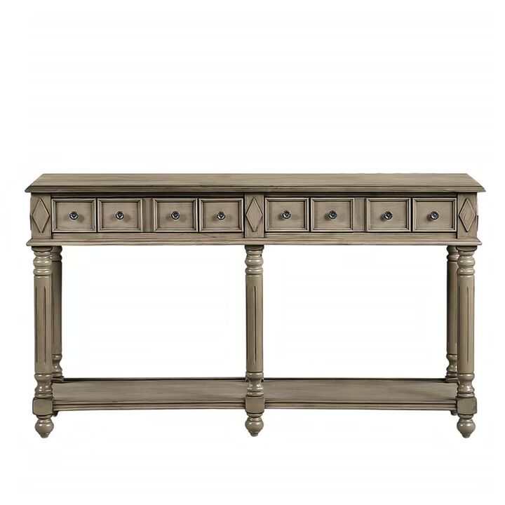Gewnee 58" Long Sofa Table Retro Console Table Entryway Table , Distressed Black