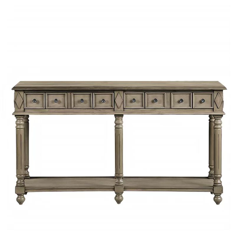 Gewnee 58" Long Sofa Table Retro Console Table Entryway Table , Distressed Black