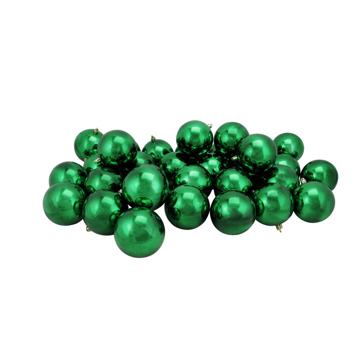 32ct Xmas Green Shatterproof Shiny Christmas Ball Ornaments 3.25" (80mm)