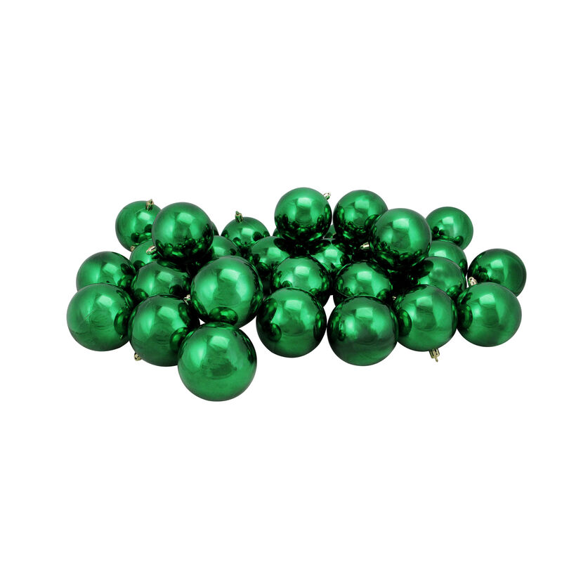 32ct Xmas Green Shatterproof Shiny Christmas Ball Ornaments 3.25" (80mm)