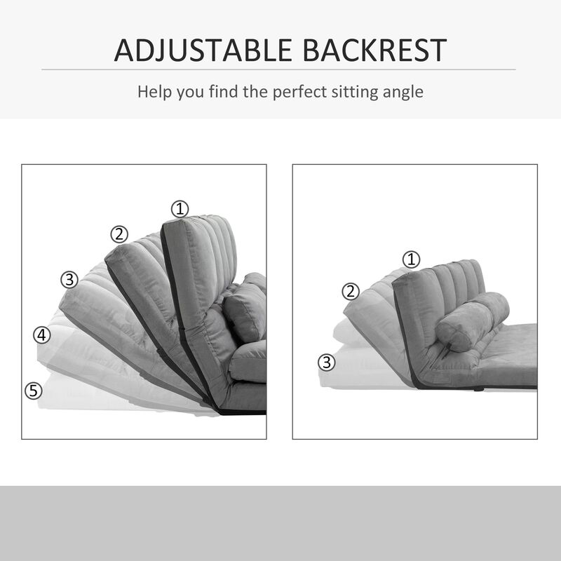 Gray Versatile Couch: Folding Upholstered Bed with Metal Frame