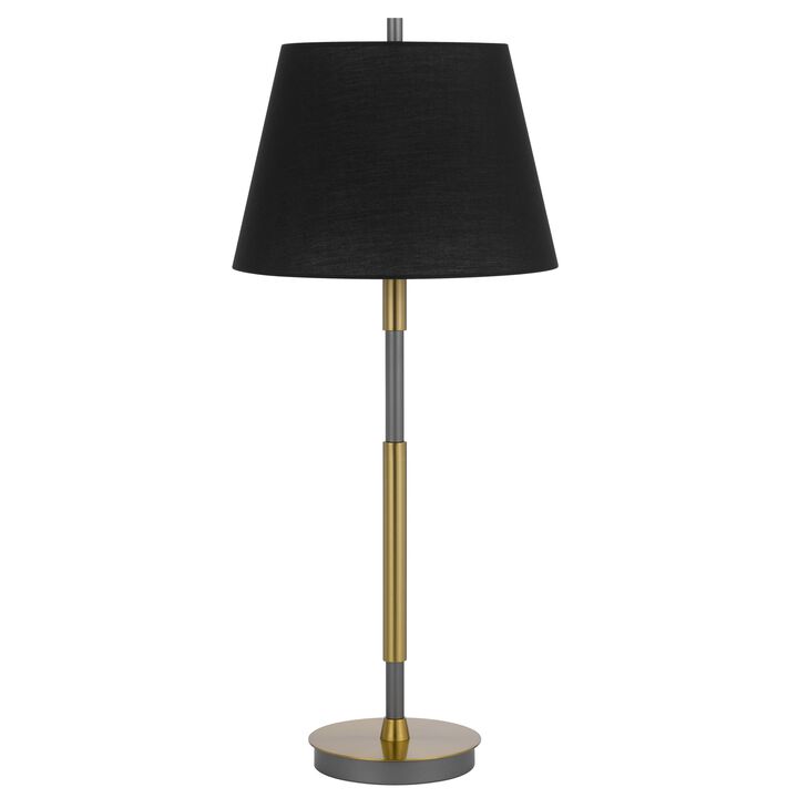 Siu 30 Inch Table Lamp, Gold Metal Thin Pole w Finial, Black Shade - Benzara