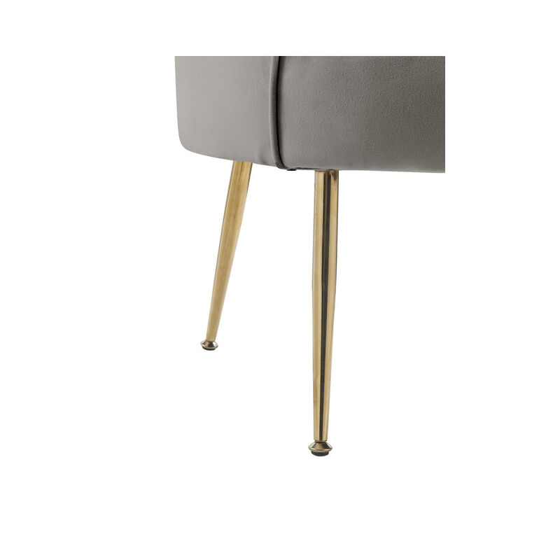 Velvet Scalloped Back Barrel Accent Chair with Metal Legs in Gray