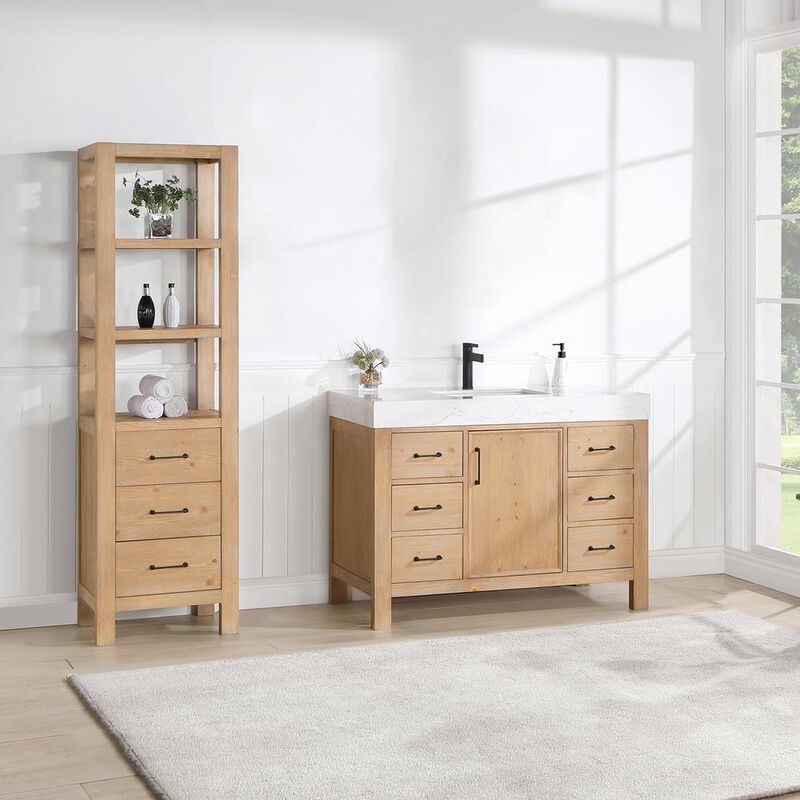 Vinnova Design Free-standing Single Bathroom Vanity with Composite top in Lightning White
