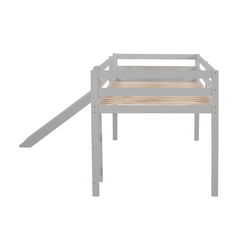 Loft Bed With Slide, Multifunctional Design, Twin