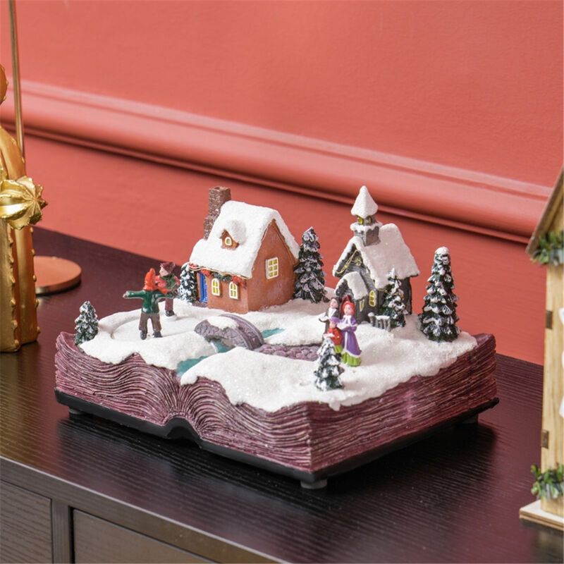 Light-Up Christmas Village Display, Festive Town Scene with LED Lights & Music