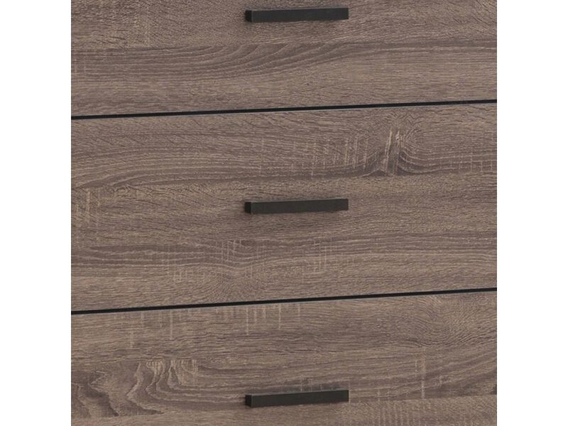4 Drawer Chest with Metal Bar Pulls, Brown - Benzara