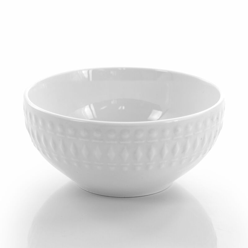 Elama Cara 16 Piece Round Porcelain Dinnerware Set in White