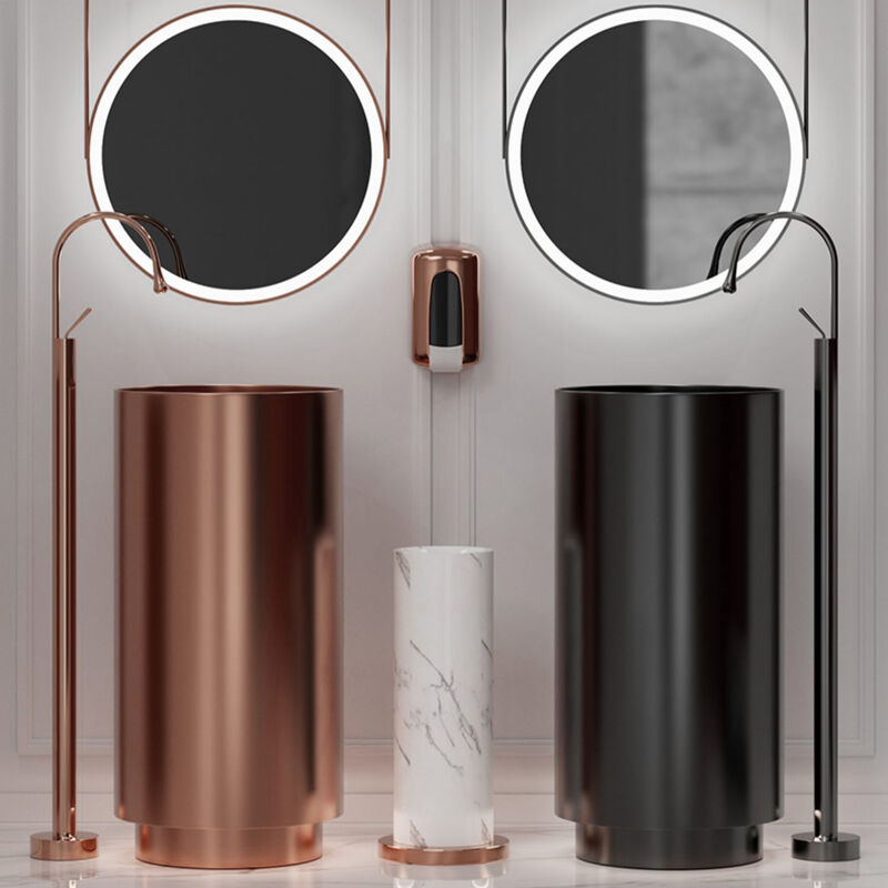 Deluxe stainless steel column basin Rose Gold