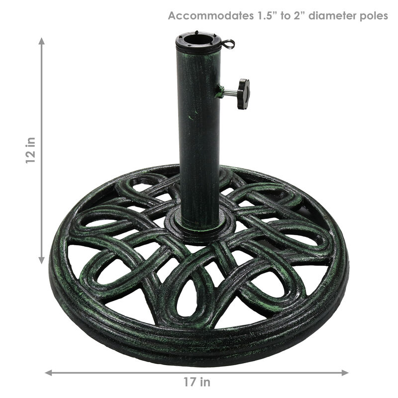 Sunnydaze 17 in Lattice Cast Iron Round Patio Umbrella Base - Black