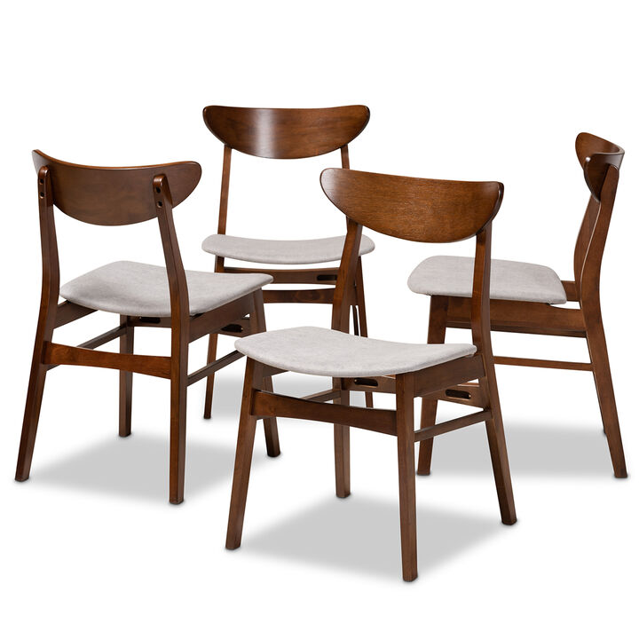 Baxton Studio Parlin  Transitional Grey Fabric Upholstered Wood 4 Piece Dining Chair Set