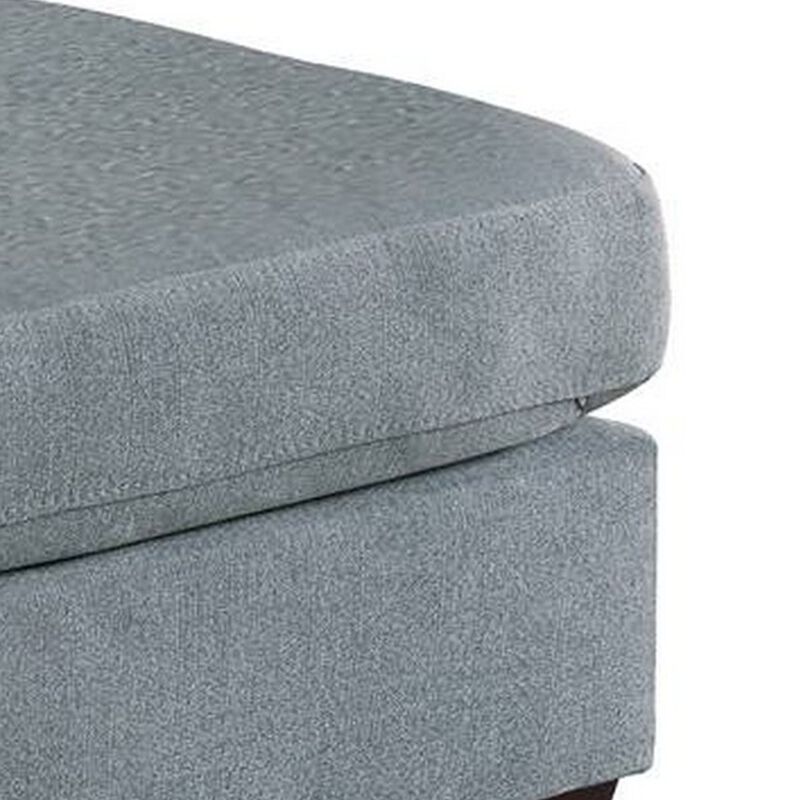 32 Inch Modern Square Ottoman with Plush Foam Seating, Gray Linen Fabric-Benzara