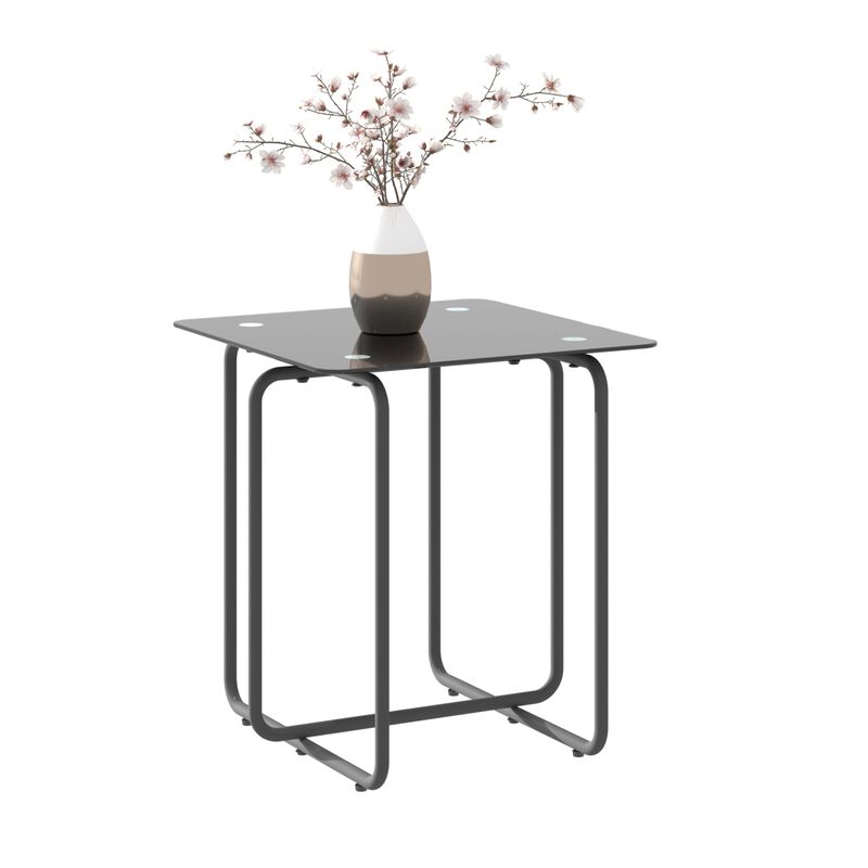 Modern Tempered Glass Coffee Table End Table Side Table For Living Room, Bedroom, Black