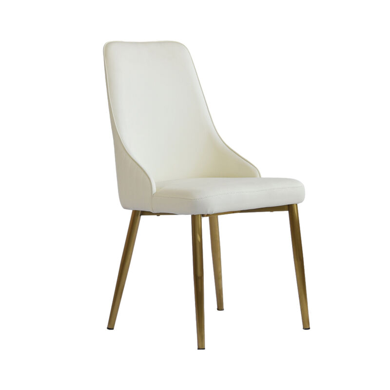 Spongefilled dining chair, wood/metal legs(Set of 2)