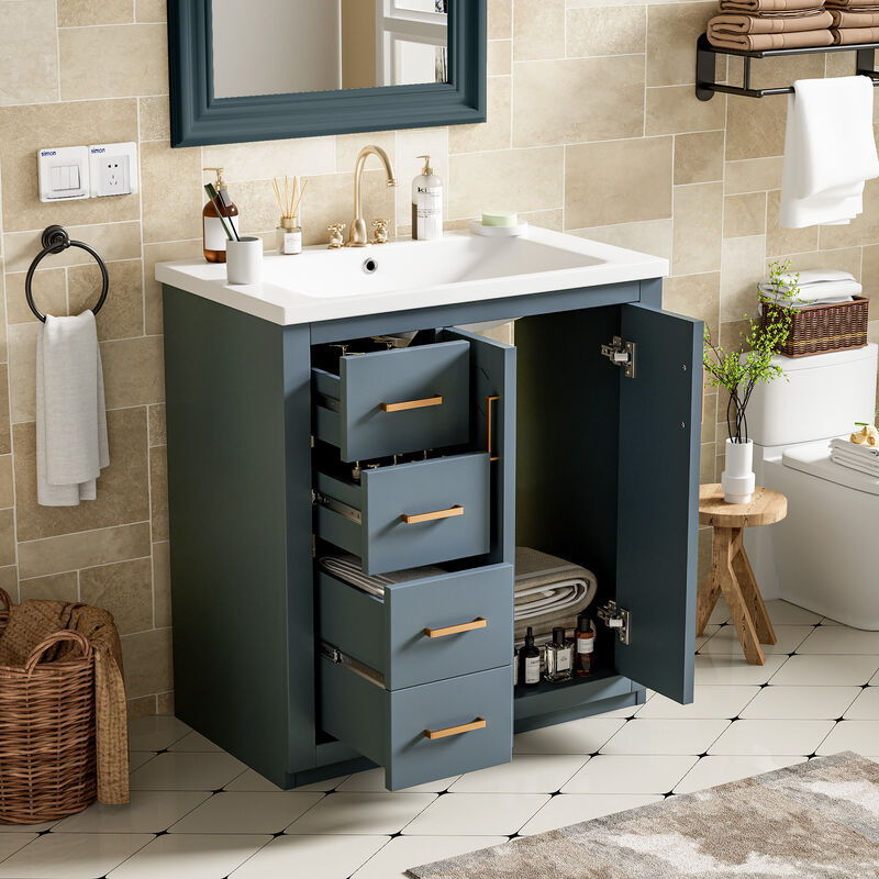 Merax Solid Wood Frame Freestanding Vanity for Bathroom