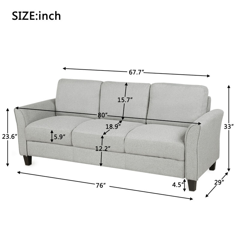 3-Seat Sofa Living Room Linen Fabric