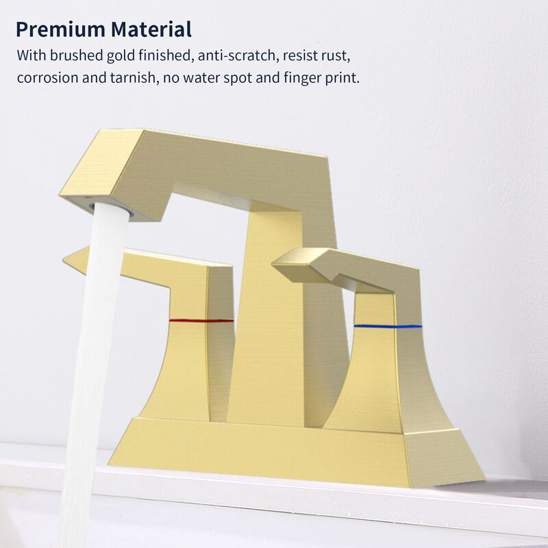 2-Handle Heavy-Duty Bathroom Faucet with Drain & Supply Kits, Modern Deck-Mounted Sink Faucet