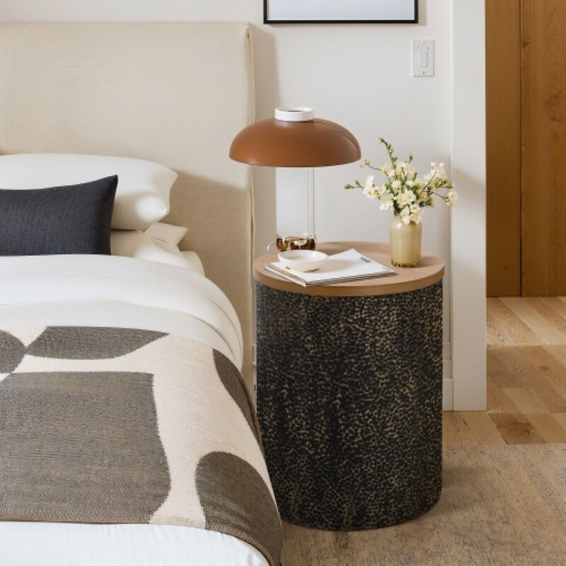 LuxenHome Black and Gold Hammered Iron Metal Table with MDF Wood Top