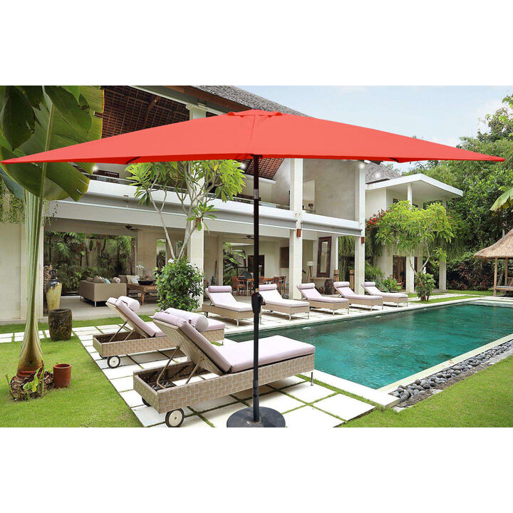6 X 9FT Patio Umbrella Outdoor Waterproof Umbrella With Crank And Push Button Tilt
