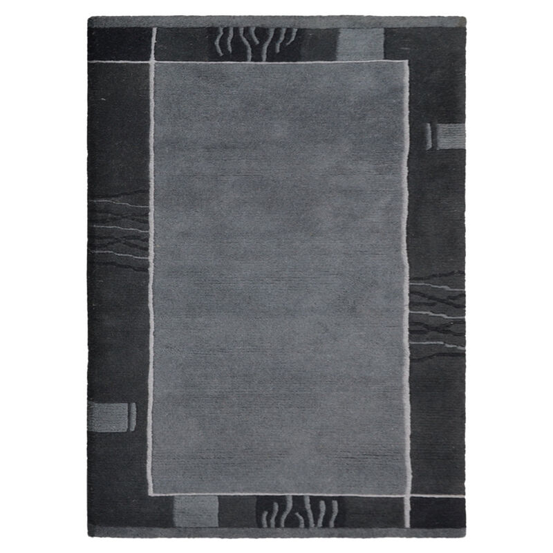 Rugsotic Carpets Hand Knotted Tibbati Wool 5'7''x7'10'' Area Rug Contemporary Gray Black T00206