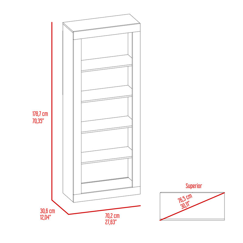 DEPOT E-SHOP Poros Bookcase with Vertical Design and 5 Storage Shelves, Black