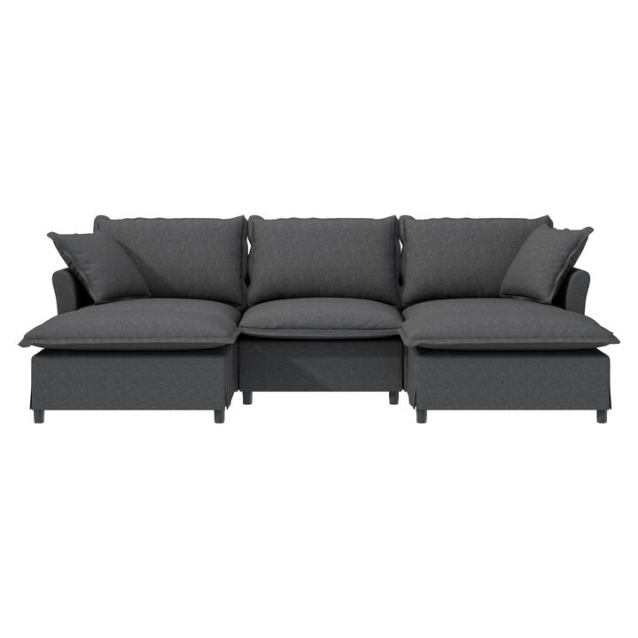 Merax Chenille Sectional Sofa with Ottoman