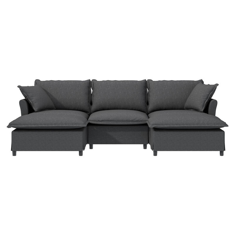 Merax Chenille Sectional Sofa with Ottoman