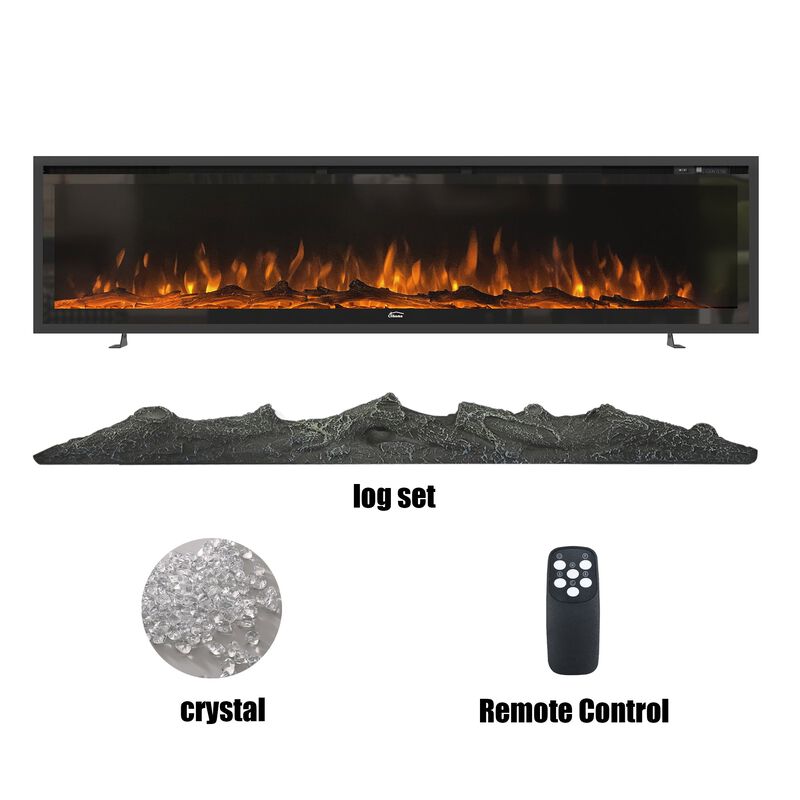 MONDAWE 60" Recessed Wall-mounted Freestanding Electric Fireplace with Remote Control