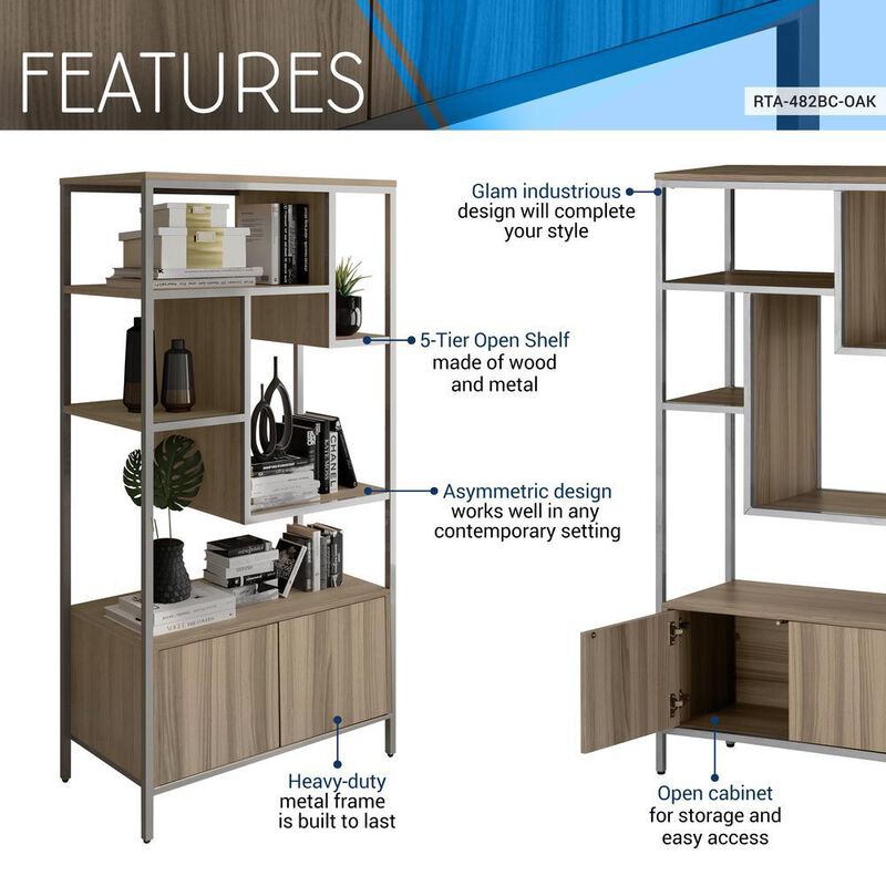 Techni Mobili Oak Storage Rack with  door cabinet