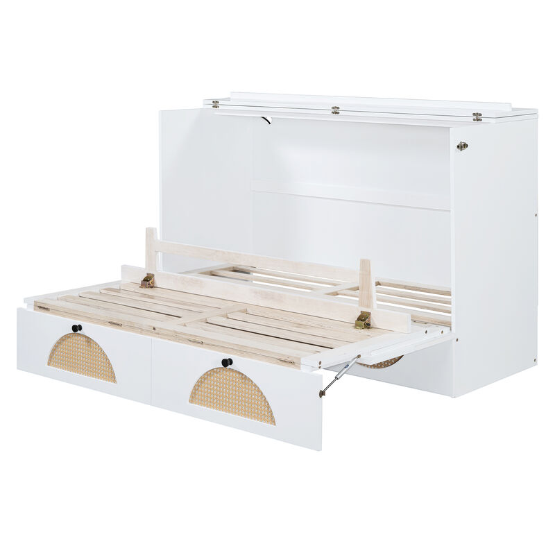 Merax Murphy Bed Cabinet with Large Drawer,USB Ports and Outlets