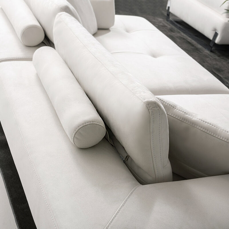 Pasargad Home Ravenna Faux Suede Sofa with Sliding Back & Armrests, White