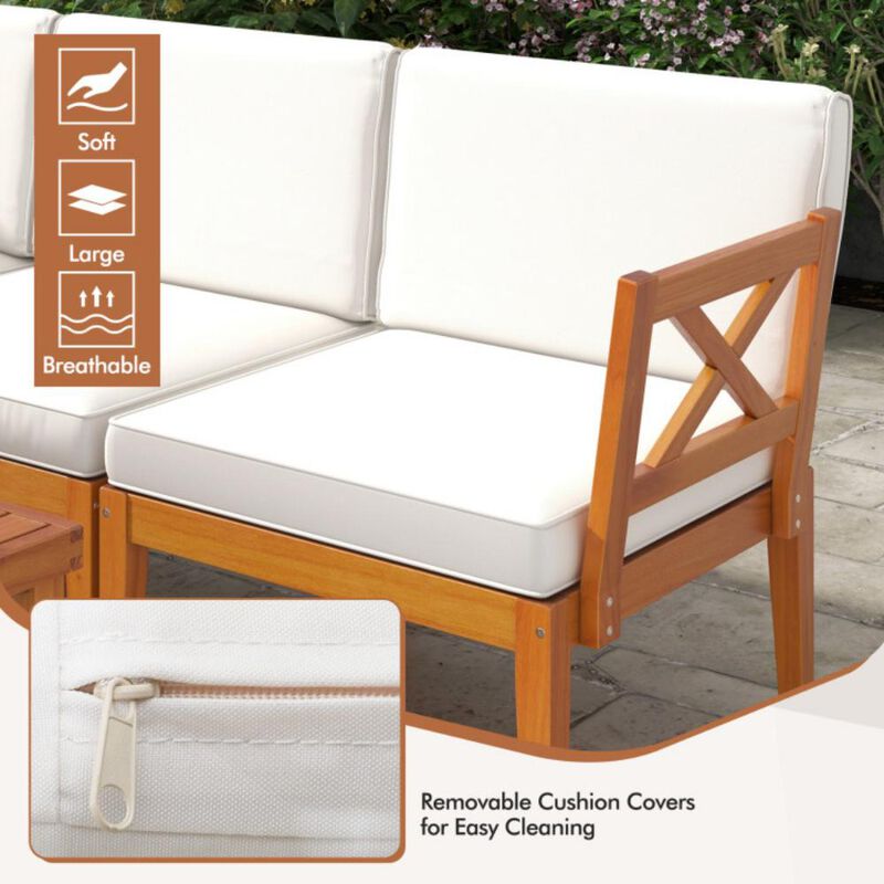 6-Piece Patio Furniture Set with Cushions & 2-Tier Coffee Table for Outdoor Lounge