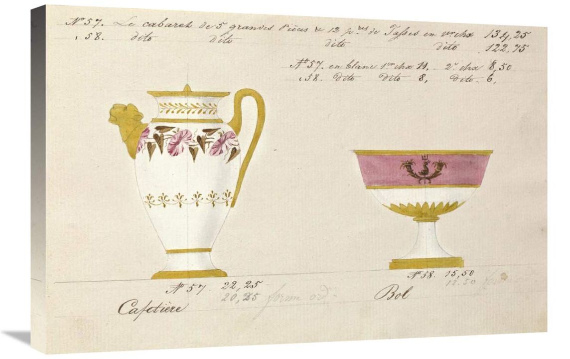 Cafetire et bol, ca. 1800-1820-Canvas Art-30x20