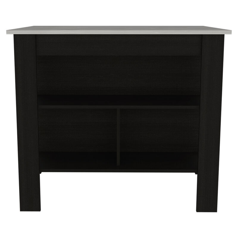Streamdale Cala Kitchen Island, Four Legs, Three Shelves - Black Ibiza Marble