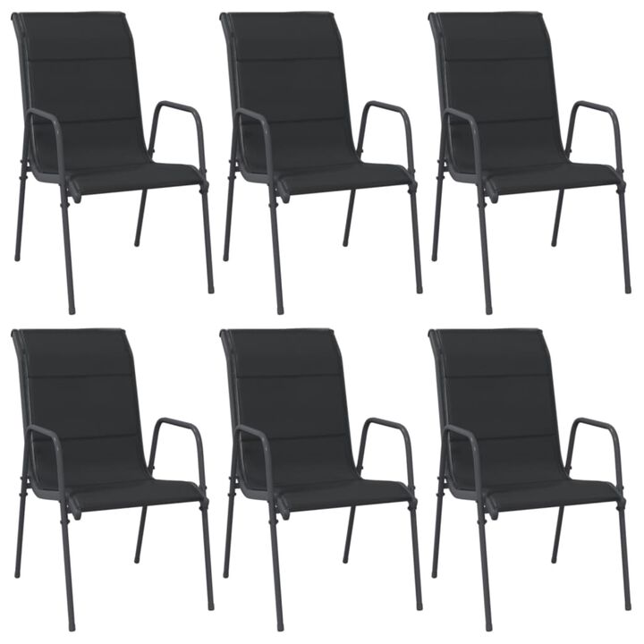vidaXL Patio Chairs 6 pcs Steel and Textilene Black