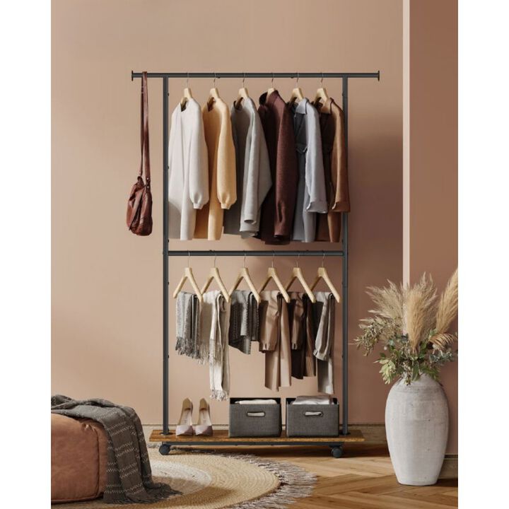 Wide Rolling Clothes Rack with Wheels – Adjustable and Portable Garment Storage