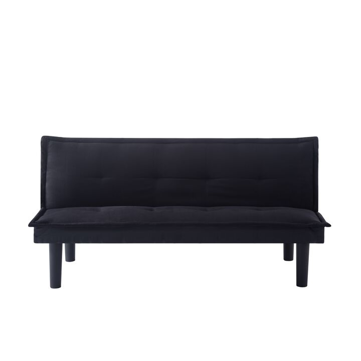 63.2 in. Black Velvet Twin Size Sofa Bed