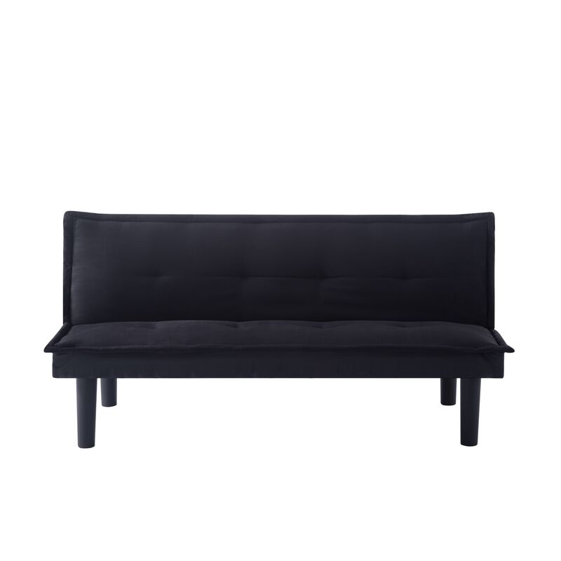 63.2 in. Black Velvet Twin Size Sofa Bed