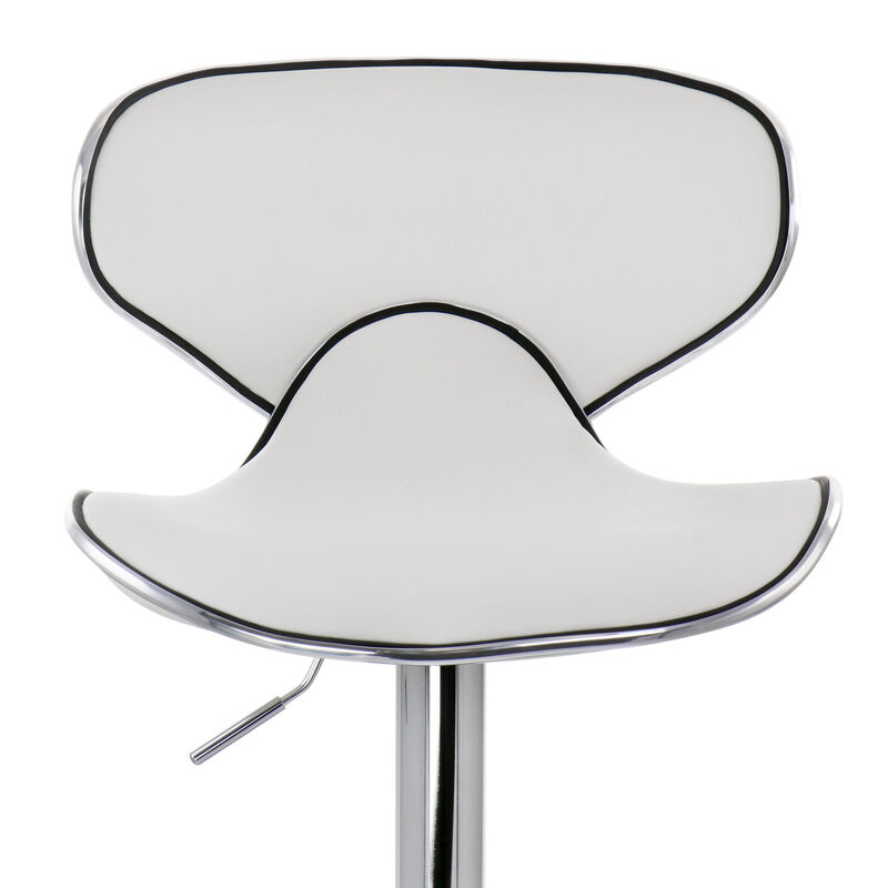 Elama 2 Piece Faux Leather Adjustable Bar Stool in White with Chrome Base