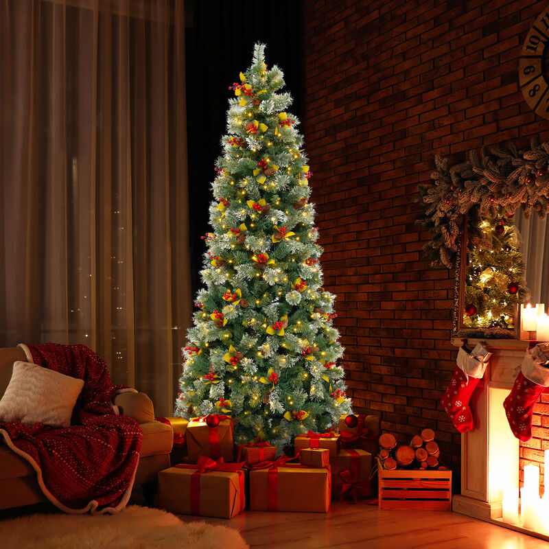 Pre-Lit Artificial Christmas Tree with PVC and Pine Needles