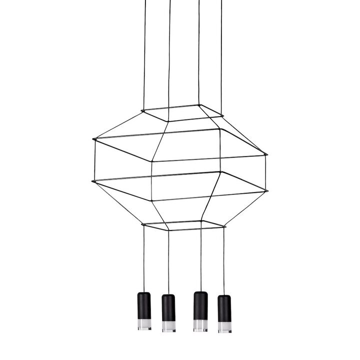 VONN Lighting 4-Light Integrated LED Height Adjustable Pendant Lighting Black
