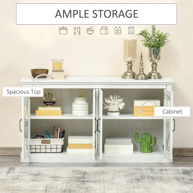 White Dining Storage: Rustic Buffet Sideboard with Glass Door