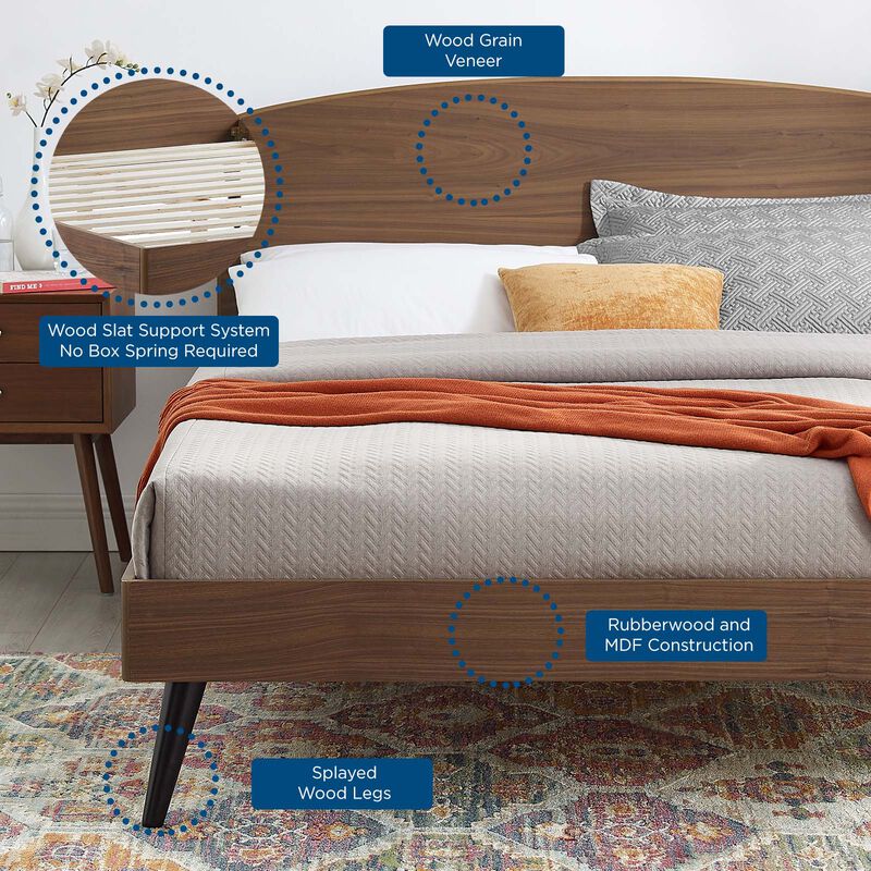 Modway - Bronwen Queen Wood Platform Bed Walnut