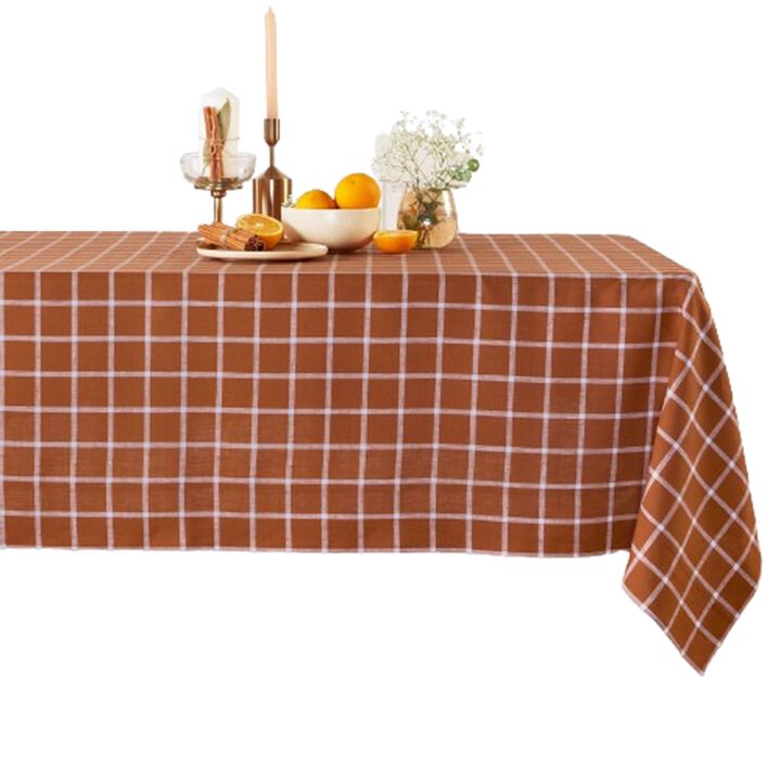 Solino Home 100% Pure Linen Tablecloth | Windowpane Stripe