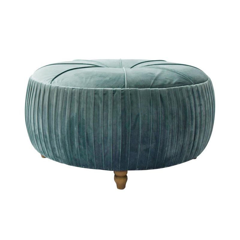 New Pacific Direct Helena Velvet Round Ottoman